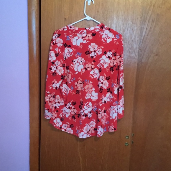 Charter Club Red Floral Blouse - Picture 2 of 4